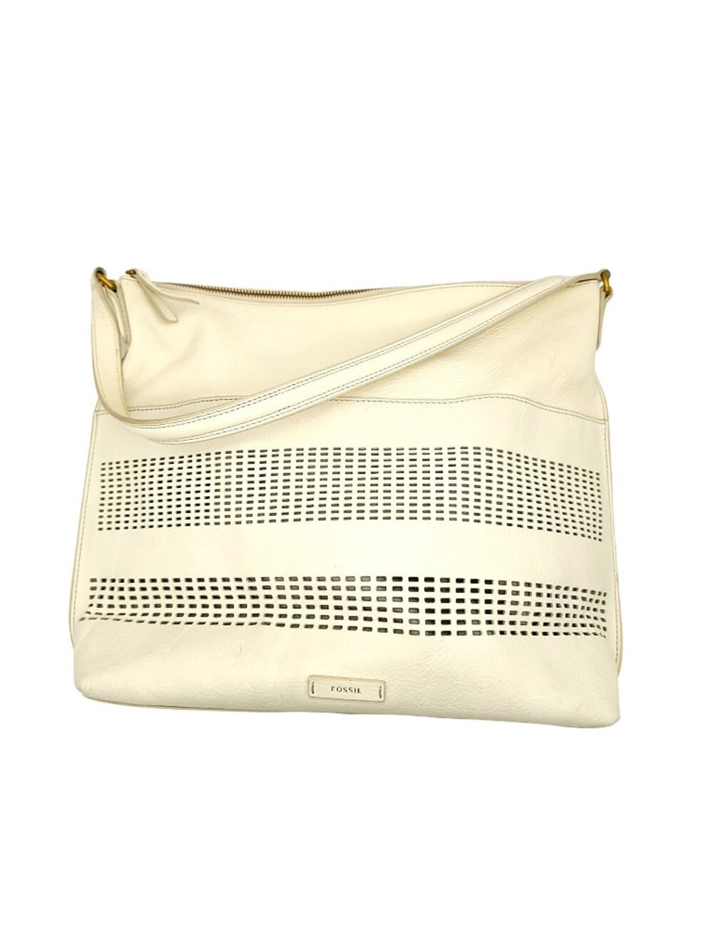Fossil Shoulder Bag Off White Leather Slouch Purse Y2K Summer Casual Chic Boho